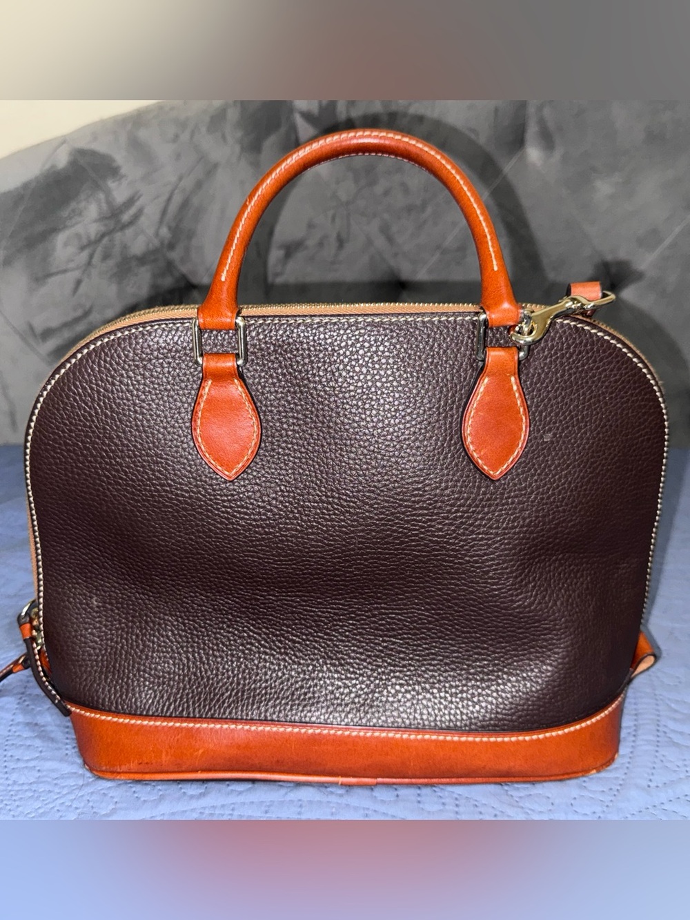 Dooney & Bourke Pebble Grain Zip Satchel - Brown Tmoro - Picture 2 of 8